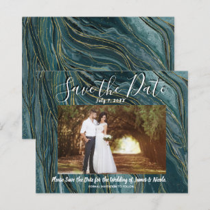 Lámina Turquesa Verde Azul Dorado Foto Boda Guardar la Fe