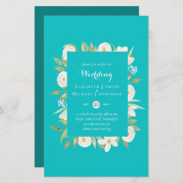 Lámina Turquoise Magnolia Floral Wedding Invitado A9
