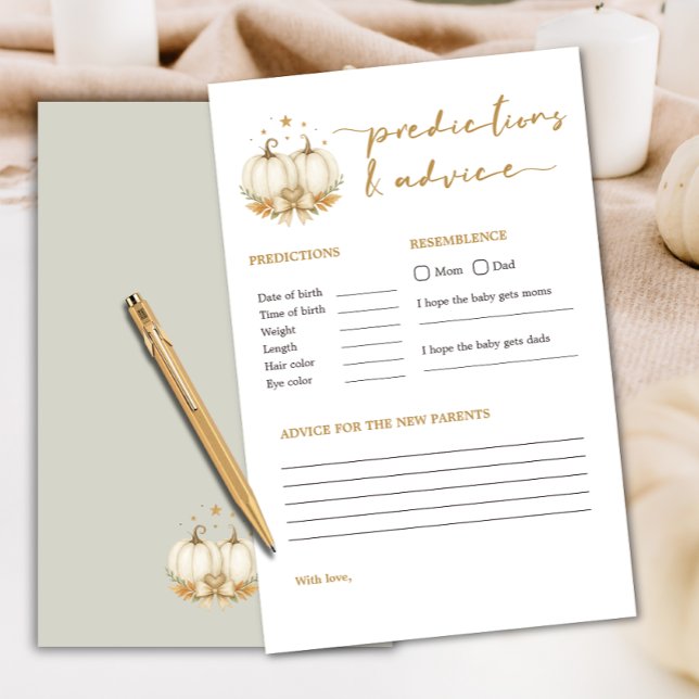 Lámina Twin Pumpkins Boho Baby Shower Predictions Game (Subido por el creador)