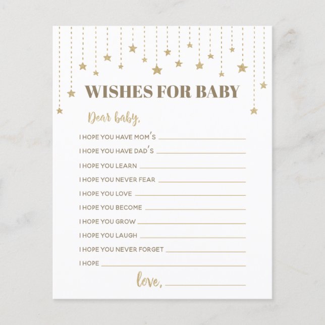 Lámina Twinkle dorado Pequeños deseos de ducha de estrell (Anverso)