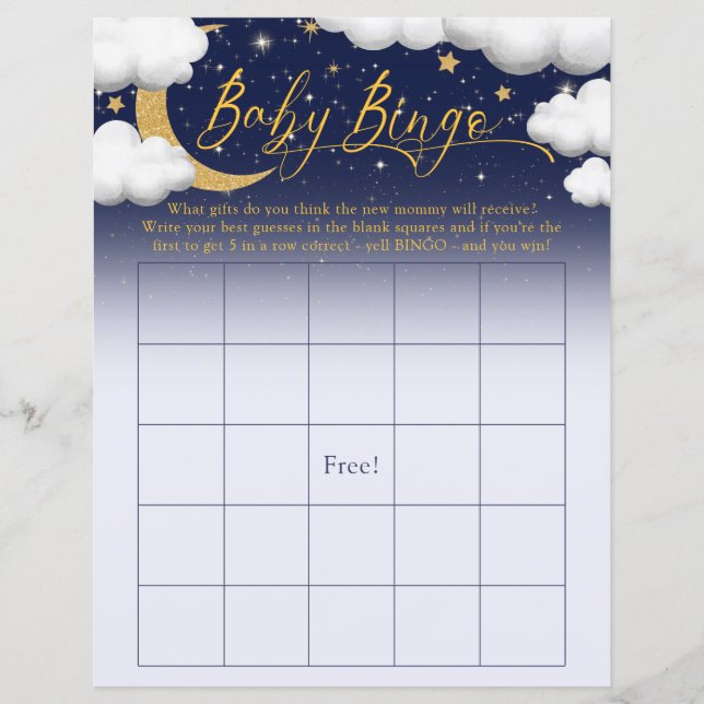 Lámina Twinkle Little Star Baby Shower Baby Bingo (Anverso)