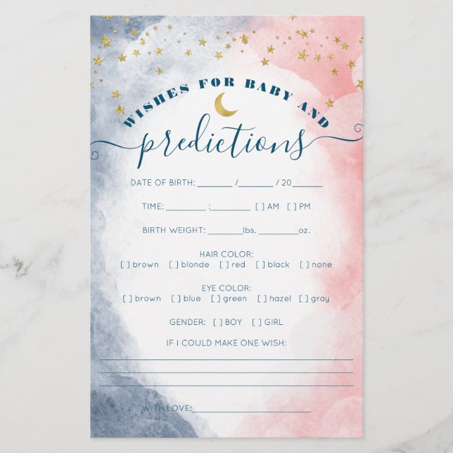 Lámina Twinkle Twinkle Juegos de Revelación de Género con (Anverso)