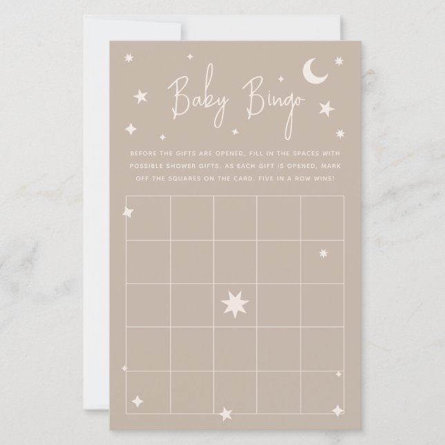 Lámina Twinkle Twinkle Little Star Baby Shower Bingo Card (Anverso)