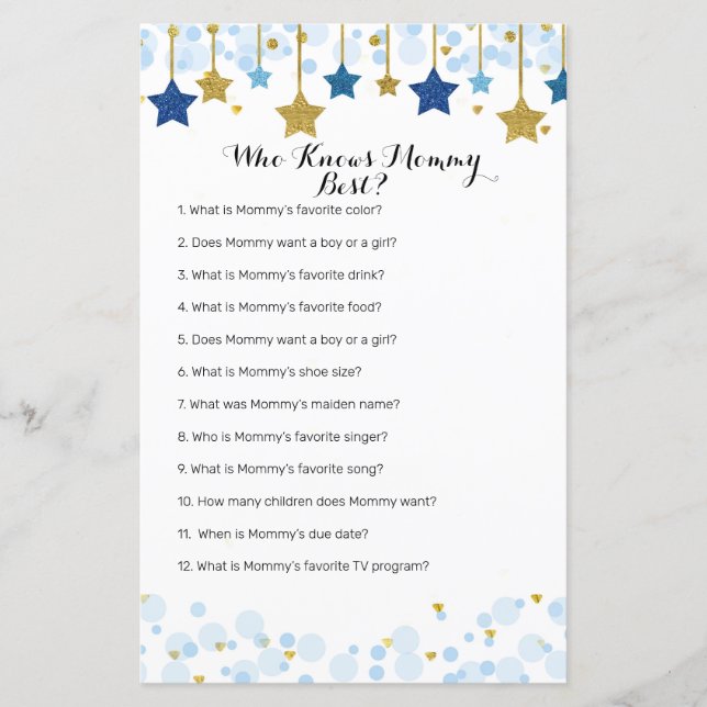 Lámina Twinkle Twinkle quien conoce a mamá mejor juego (Anverso)