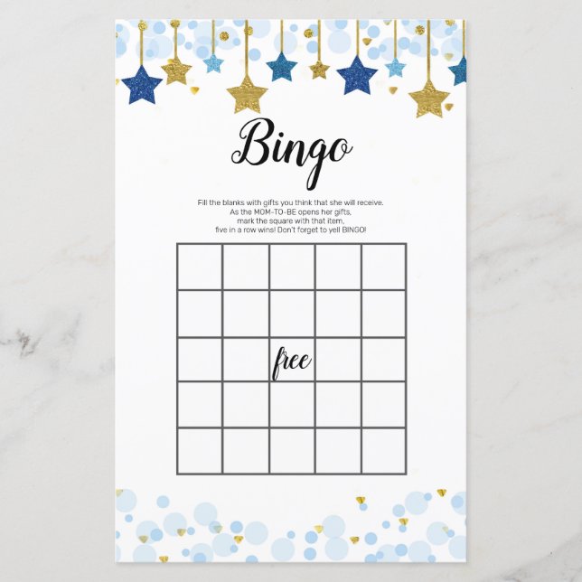 Lámina Twinkle Twinkle Watercolor Bingo (Anverso)