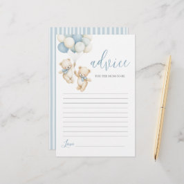 Lámina Twins Teddy Bear Advice for Mom To Be card