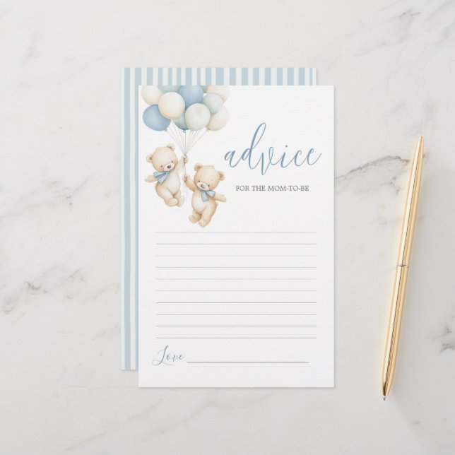 Lámina Twins Teddy Bear Advice for Mom To Be card (Anverso/Reverso In Situ)