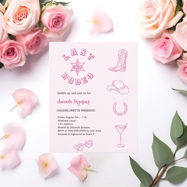 Lámina Última invitación de fin de semana de soltera rosa (Subido por el creador)