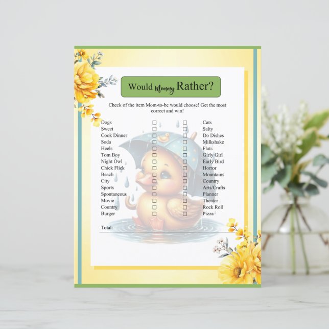 Lámina Un Baby Shower de caucho barato sería mami (Anverso de pie)