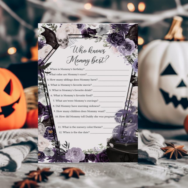 Lámina Un bebé está preparando gótico que conoce a mamá c (Floral Gothic Coffin A Baby is Brewing Baby Shower Who knows Mommy Best Game)