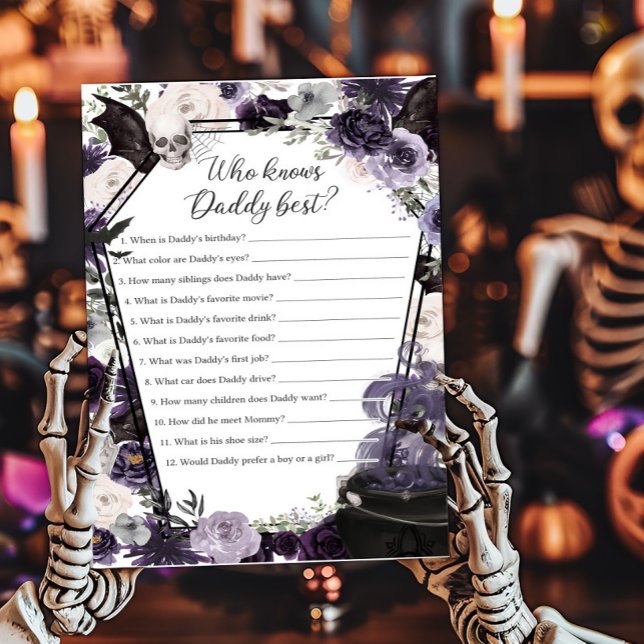 Lámina Un bebé está preparando gótico que conoce a papá c (Floral Gothic Coffin A Baby is Brewing Baby Shower Who knows Daddy Best Game)