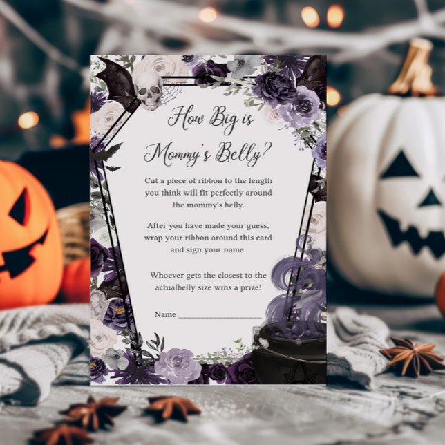 Lámina Un bebé está preparando lo grande que es el juego  (Floral Gothic Coffin A Baby is Brewing Baby Shower How Big is Mommys Belly Game)