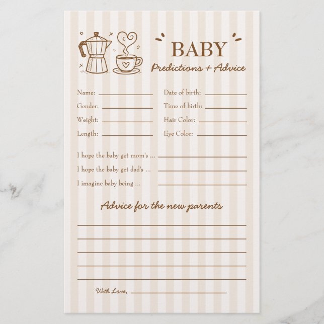 Lámina Un bebé está preparando predicciones y consejos pa (Anverso)