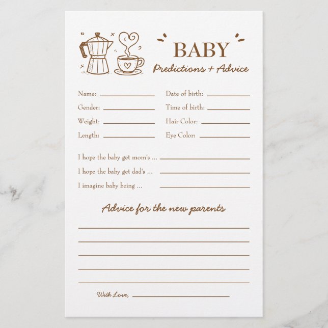 Lámina Un bebé está preparando predicciones y consejos pa (Anverso)