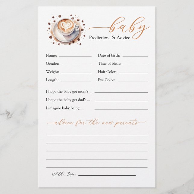 Lámina Un bebé está preparando predicciones y consejos pa (Anverso)