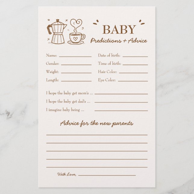 Lámina Un bebé está preparando predicciones y consejos pa (Anverso)