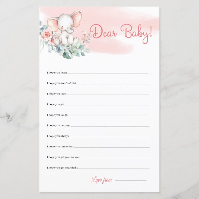 Lámina Un Chica elefante eucalipto querido querido bebé d (Anverso)