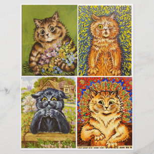 Lámina Un conjunto de gatos coloridos de Louis Wain