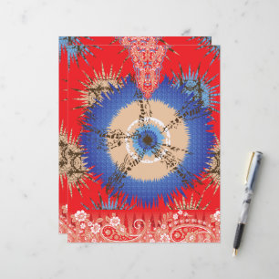 Lámina un diseño de fondo rojo con un círculo azul