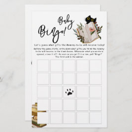 Lámina Un gato negro lindo y un volante de juego de bingo