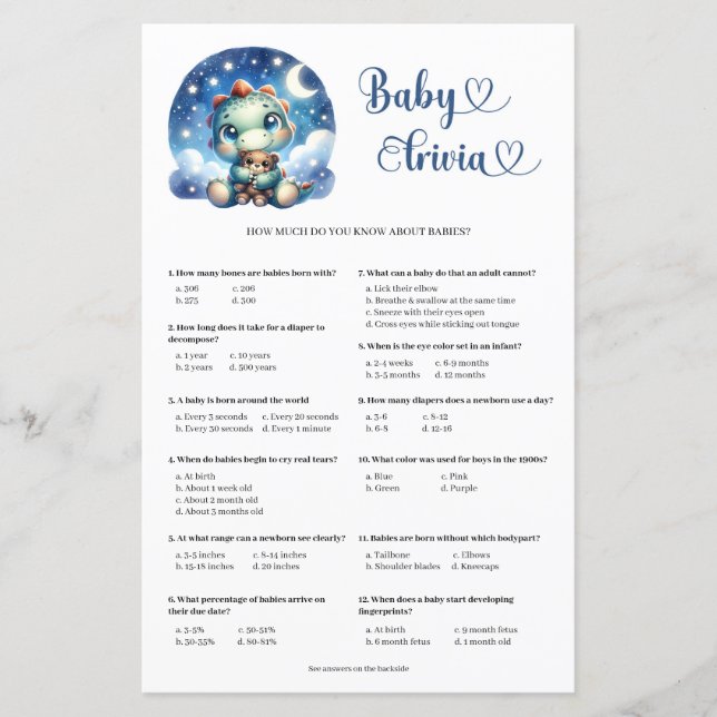 Lámina Un lindo bebé dino abrazando al oso de peluche Bab (Anverso)