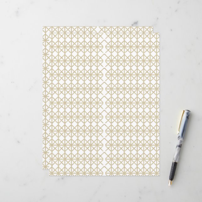 Lámina un patrón geométrico blanco y dorado (Anverso/Reverso In Situ)