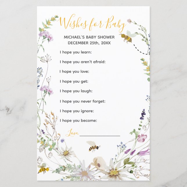 Lámina Un pequeño abejorro de miel desea un bebé (Anverso)