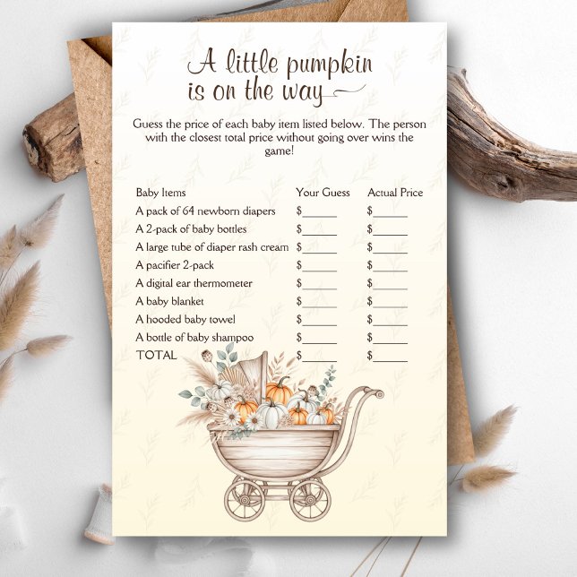 Lámina Un pequeño Boho de Calabaza en Baby Shower está bi (A Little Pumpkin Is On The Way Baby Shower Game - The Price is Right Baby Edition)