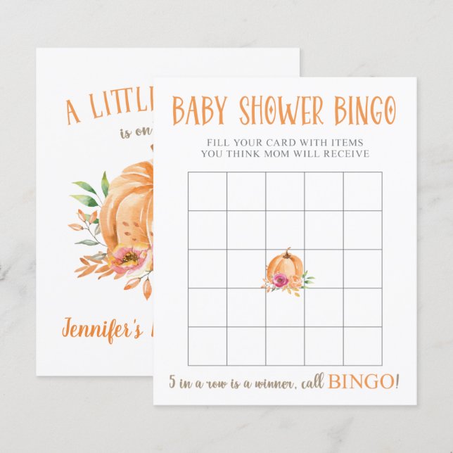 Lámina Un pequeño juego de bingo de Baby Shower floral de (Anverso / Reverso)