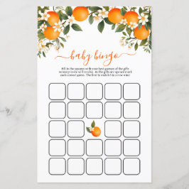 Lámina Un pequeño juego de bingo de Baby Shower Naranja