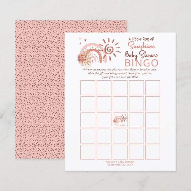 Lámina Un pequeño rayo de juego de bingo de Baby Shower S (Anverso / Reverso)