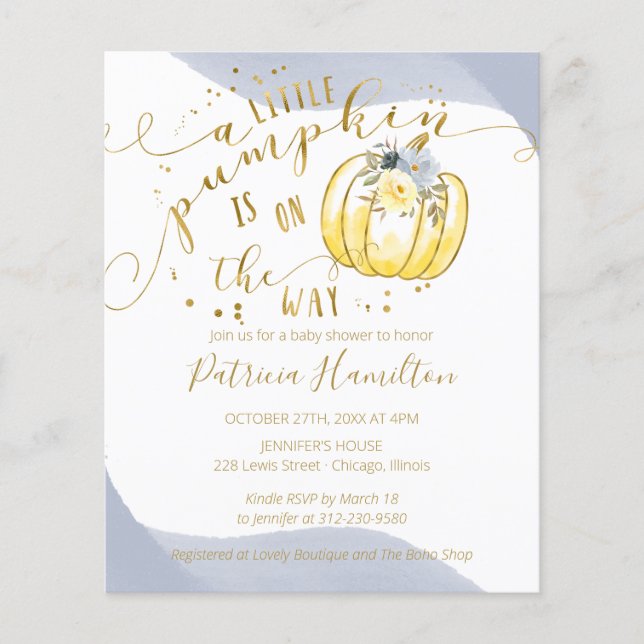 Lámina Un poco de la invitación de Baby Shower al presupu (Anverso)
