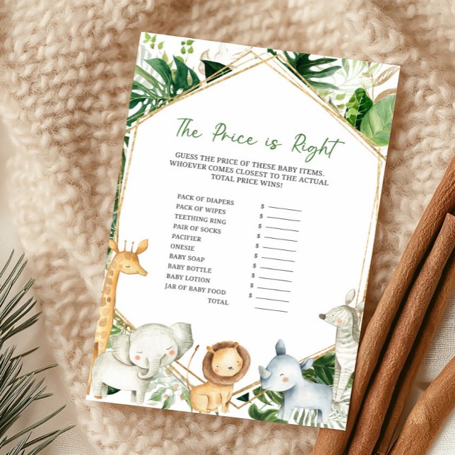 Lámina Un Poco Salvaje Uno El Precio Es Correcto Juego (Greenery Jungle Baby Shower The Price Is Right Game)