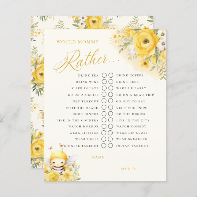 Lámina Una Abeja De Miel Dulce Podría Mami Antes Que Juga (Anverso / Reverso)