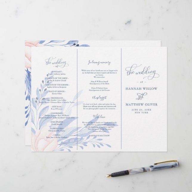 Lámina Una acuarela azul turbia deja una ceremonia Boda d (Anverso/Reverso In Situ)