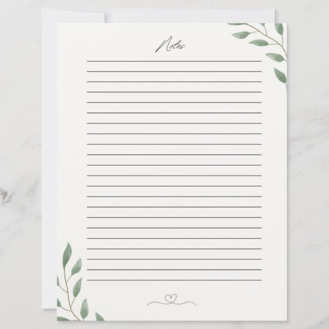 Lámina Una bella papelería, notas (Anverso)