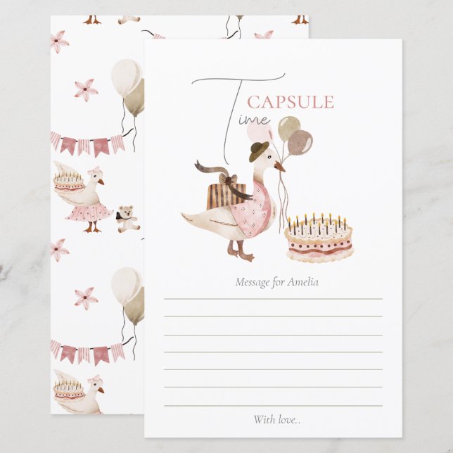 Lámina Una Cápsula de tiempo de ganso de cumpleaños silve (Anverso / Reverso)