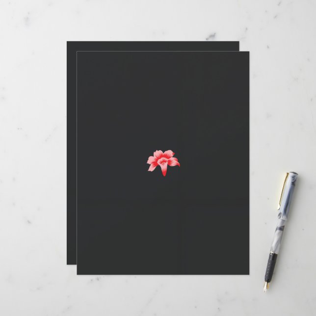Lámina una flor roja sobre un fondo negro (Anverso/Reverso In Situ)
