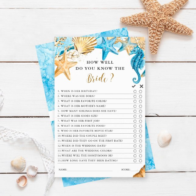 Lámina Under the Sea Blue & Gold Bridal Shower Game  (Subido por el creador)