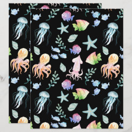 Lámina Under the Sea Scrapbook Paper in Black