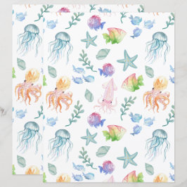 Lámina Under the Sea Scrapbook Paper in White