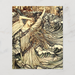 Lámina “Undine en las olas” de Arthur Rackham