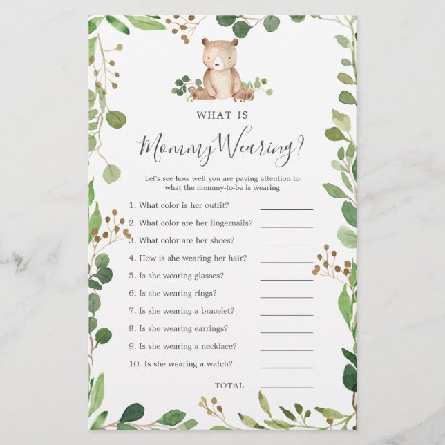 Lámina Usa Baby Shower lo que usa mamá (Anverso)