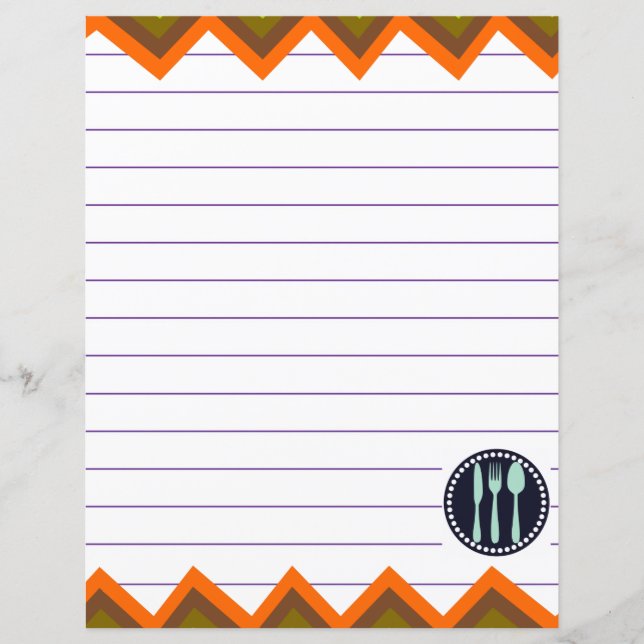 Lámina Utensilios de cocina de cocina retro zigzag Chevro (Anverso)