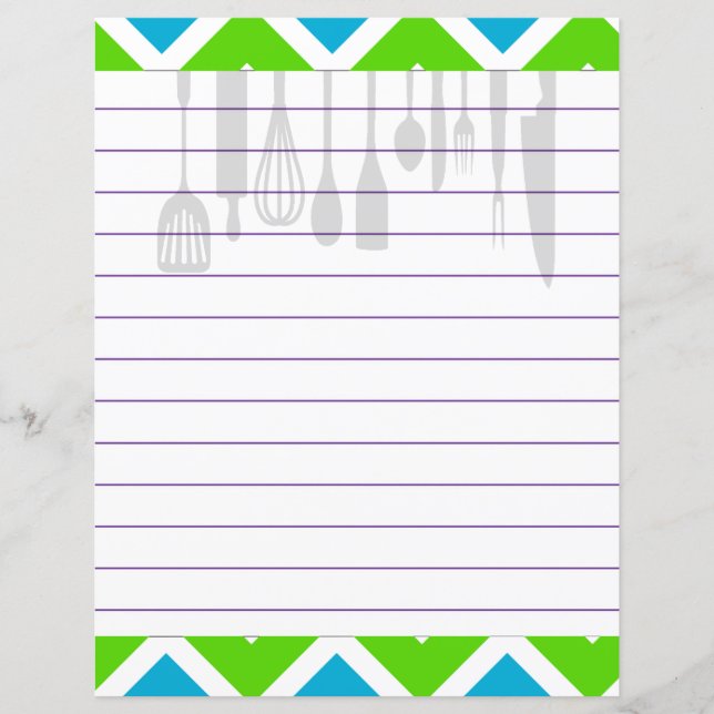 Lámina Utensilios de cocina de cocina retro zigzag Chevro (Anverso)