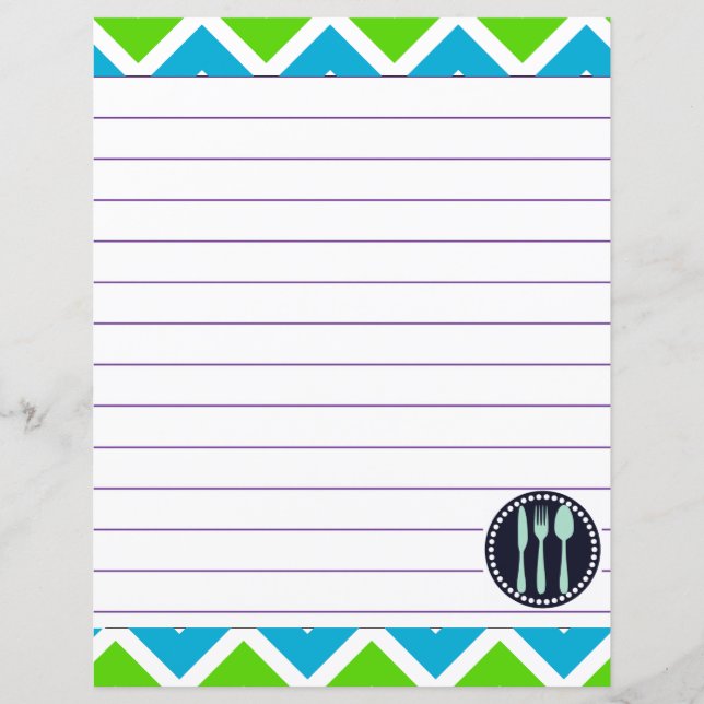Lámina Utensilios de cocina de cocina retro Zigzag Chevro (Anverso)
