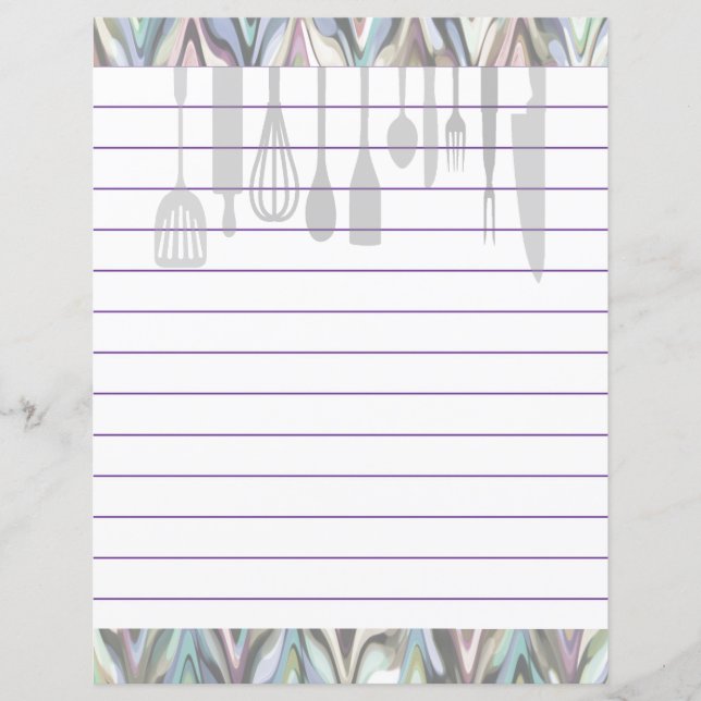 Lámina Utensilios de cocina de estilo retro zigzag Chevro (Anverso)
