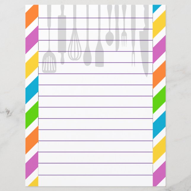 Lámina Utensilios de Cocina Retro Estilo Zigzag Chevron (Anverso)