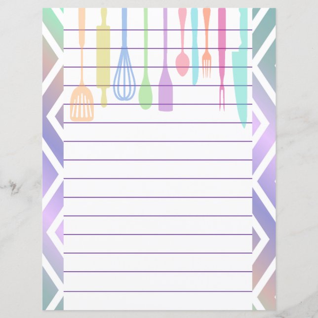 Lámina Utensilios de Cocina Retro Estilo Zigzag Chevron (Anverso)