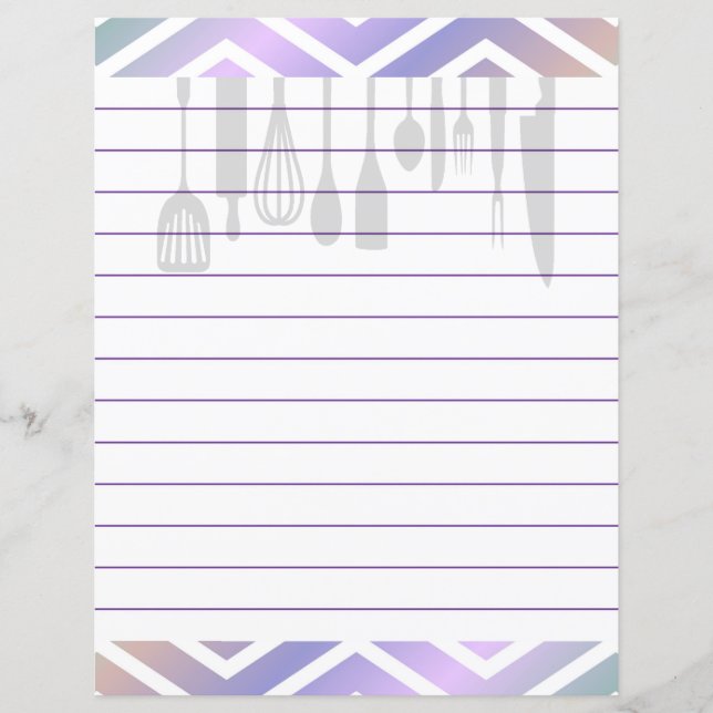 Lámina Utensilios de Cocina Retro Estilo Zigzag Chevron (Anverso)